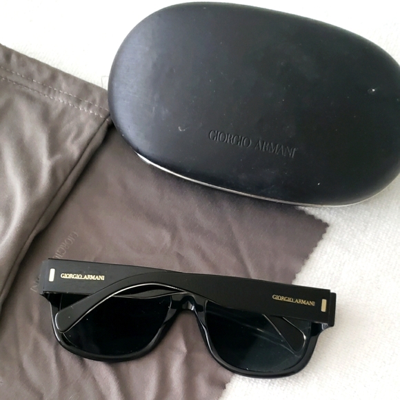 Giorgio Armani Accessories - Giorgio Armani Black Sunglasses with Gold Accents | Designer Luxury Frames